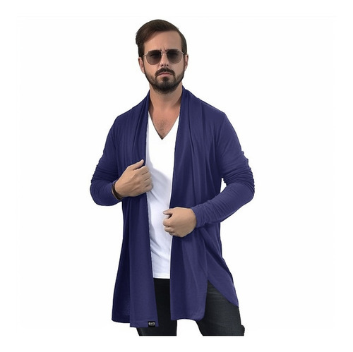 Cardigan Comprido Estilo Masculino Casaco Manga Longa Frio