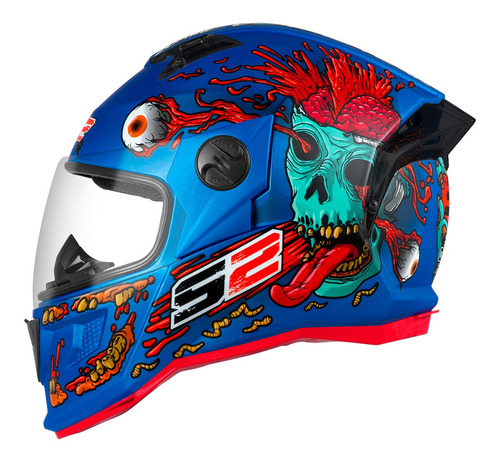 Capacete De Moto Fechado Stealth Zombie Fosco Estampado