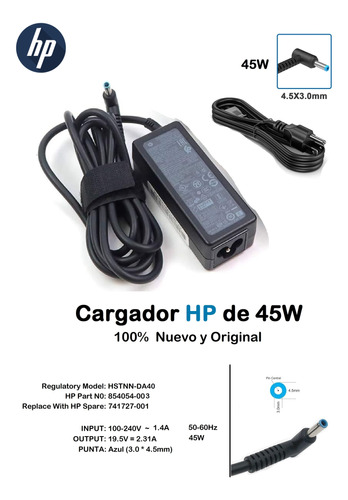 Cargador Original Hp 45w | 19.5v-2.31a  -hstnn-da40-  Nuevo