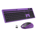 Kit Mouse Y Teclado De Pc, Inalambrico Usb | Violeta/negro