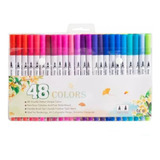 Kit 48 Brush Pen Caneta Duas Pontas Para Lettering Canetinha