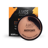 Maquillaje Compacto Matificante Aines Beauty Tono Oscuro 9g