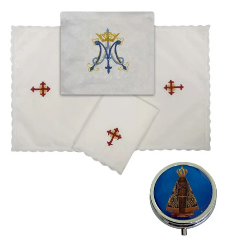 Kit Bolsa Viático + Teca Porta Hóstia Metal Ref. 909