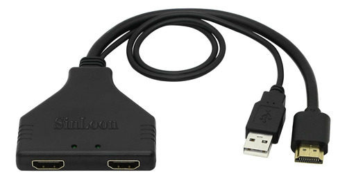 Sinloon 4k Hdmi Splitter 1 En 2 Salidas, Con Cable Usb De Al