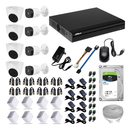 Kit Cámaras Seguridad Cctv Dahua Dvr 16ch + 12 Cam + 2tb Esp