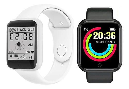 2 Relógio Inteligente Macaron Smartwatch Notifica Whats Face Cor Da Pulseira Prata E Preto