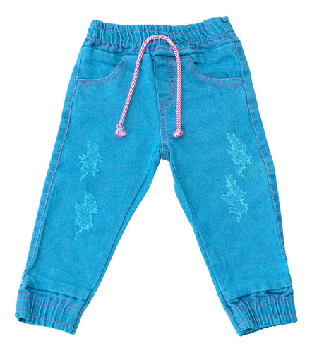 Calça Jeans Menina Estilo Jogger Infantil 1, 2 E 3 Aninhos