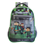 Mochila Escolar Denlex De Alças Gamecraft Juvenil Gamer