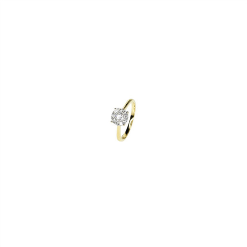 Anillo Compromiso Roseta 10 Diamantes Oro Amarillo 18 Kts.