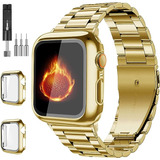 Malla Y Protector De Pantalla P/apple Watch 3/2/1 42mm Gold