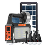 Kit De Iluminación Solar Ampolletas + Linterna + Usb + Radio