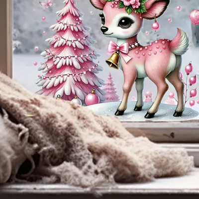 120 Calcomanías Navideñas Rosadas De Doble Cara Para Ventana