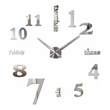 Reloj  De Pared 3d Tamaño Mini 50 X 50 Cm Color Plateado