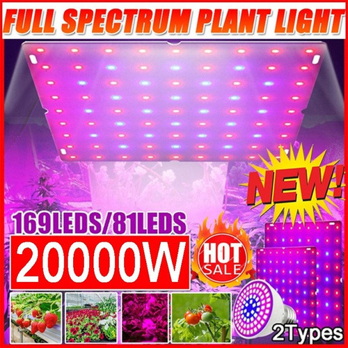 169 Led Panel De Lámpara De Luz Creciente Para Plantas De In
