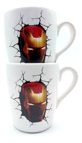 Taza Ceramica Iron Man Avengers 3d 250cc X 2 Uni. 