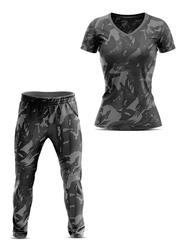 Roupa Calça Camiseta Dry-fit Crossfit Yoga Treino Camuflado