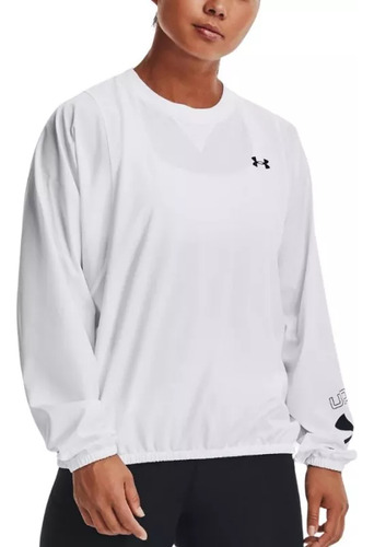 Sudadera Fitness Under Armour Woven Graphic Crew Blanco Muje