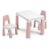 Juego Set De Mesa Infantil 2 Sillas Nórdico Reforzado Rosa