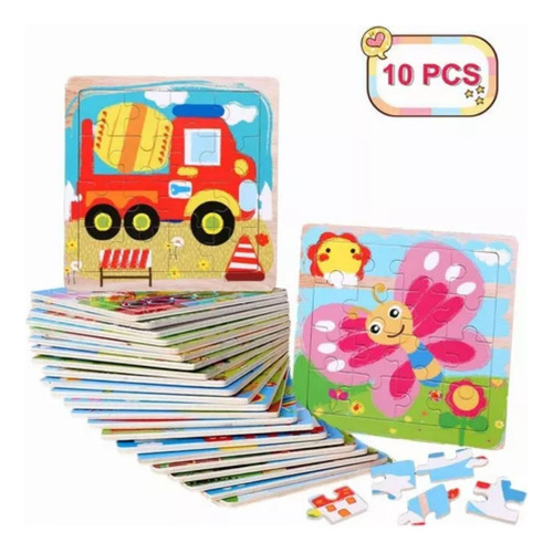 Rompecabezas Madera Para Niños Pack 10puzzles