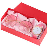 Reloj Y Gafas Para Mujer, De Pulsera Cuarzo  Color Rosa