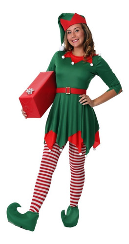 Disfraz Elfo Duende Elf Ayudante De Santa Claus Navidad Damas Mujer Envio Gratis