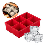 Forma De Gelo Silicone 6 Cubos Cubo Grande Vermelho Drinks