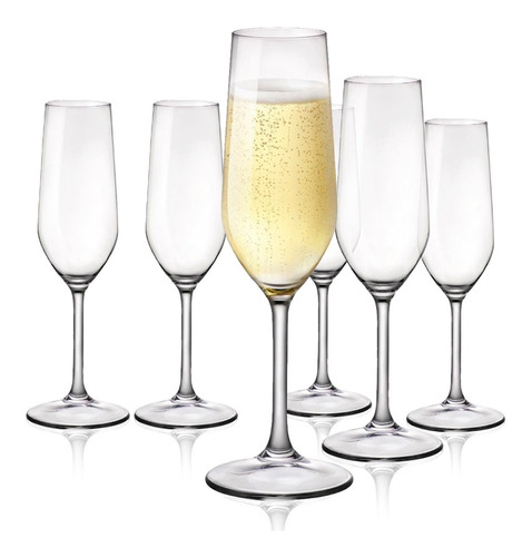 Set 6 Copas Champagne Cristal Riserva Bormioli Italia 200ml