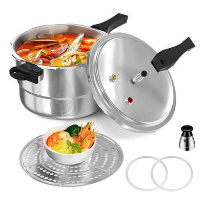 Olla A Presión De 11 Litros En Aluminio Con 8 Sistemas De Seguridad - Compatible Con Cocinas De Gas E Inducción, Base De Acero Inoxidable Honeycomb, Incluye Rejilla Para Enlatado | Envío gratis