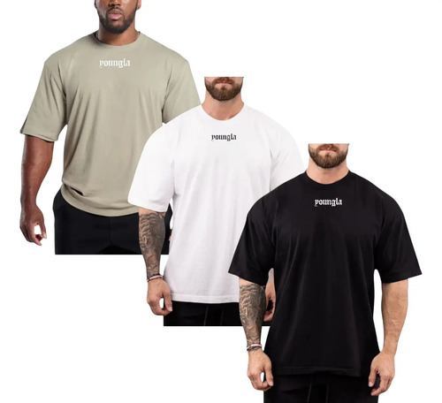 Paquete De 3 Playeras Deportivas Youngla Oversized Para Gym