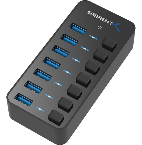 Hub 7 Puertos Usb 3.0 Sabrent Hb-bup7 36w Interruptor Indep