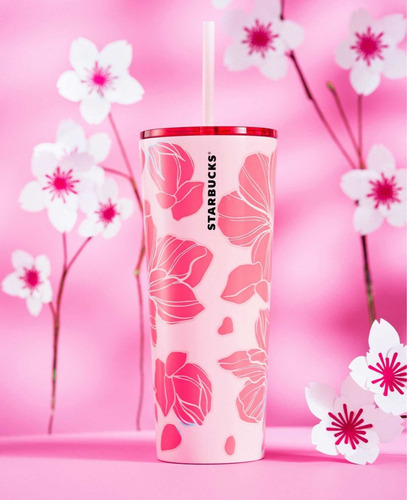 Vaso Starbucks Pink Cherry Blossom Rosa Acero Venti