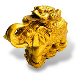 Figura Elefantes Dorado Amuleto Protección Prosperidad Rana