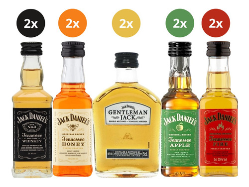 Pack 10x Miniaturas Jack Daniels Mix 50ml (coleccionables)