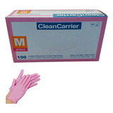 Guantes De Nitrilo Rosado Cleancarrier 100un