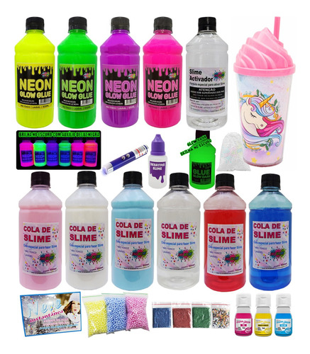 Kit Para Fazer Slimes Novidade Mega Neon