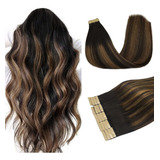 Extensiones Cabello Humano 20pz Castaño A Negro Na 16in 50gr