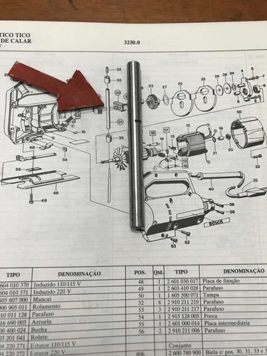 Eixo De Trabalho Serra Tico-tico Bosch 3230 Original Zerokm