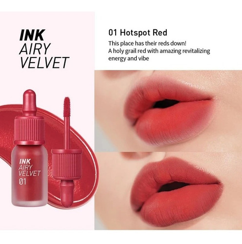 Peripera Ink Airy Velvet 01 Hotspot Red Tinta Corean Kbeauty