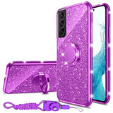 Funda Para Galaxy S22 Con Soporte Diseño Glitter Violeta