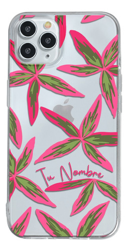 Funda Para iPhone Hojas Flores Para Mujer Con Tu Nombre