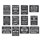 Kit X 12u Stencil Frases Positivas Cuadros No Vinilo 21x29cm