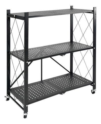 Estante Anaquel Organizador Plegable 3 Niveles Rack Metalico Color Negro