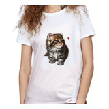 Camiseta Dama Estampada ilustracion Gato