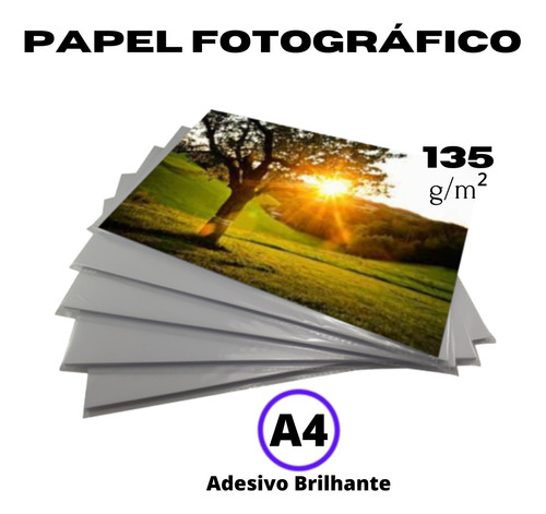 Papel Fotográfico Adesivo A4 Glossy 135g 200 Folhas Premium