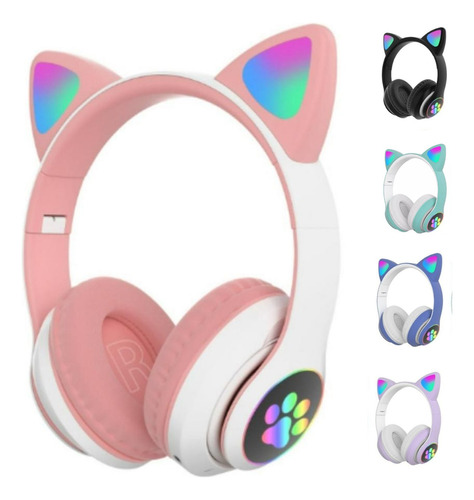 Fone Ouvido Com Led Infantil Orelhinha Gato Sem Fio Colorido