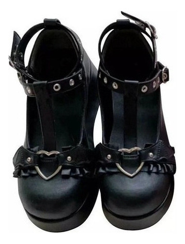 Zapatos Lolita Bowknot Platform Punk Gótico Oscuro Sap [u]