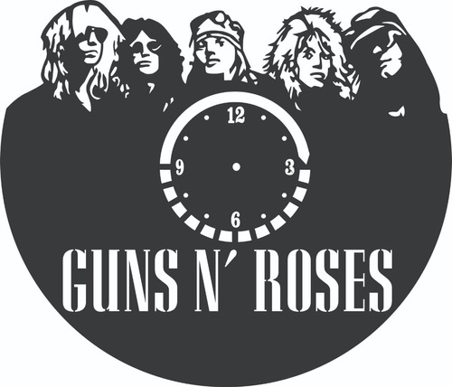 Reloj Diseño Guns And Roses En Madera