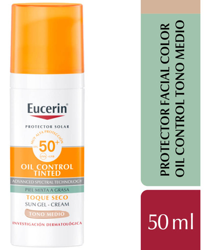 Eucerin Sun Gel Crema Toque Seco Tono Medio Spf50+ 50ml