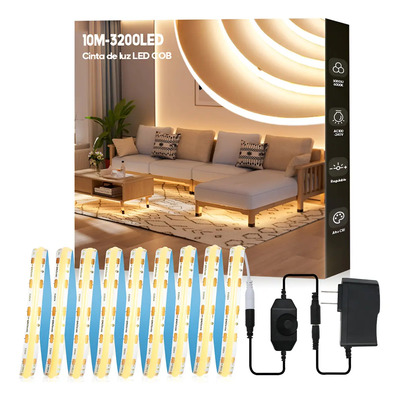 Tira LED COB 10m Caiyan 320LED\u002Fm Luz Blanca Cálida Regulable para Decoración Interior | MercadoLibre