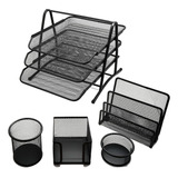 Set Organizador De Escritorio En Metal 5 Piezas 